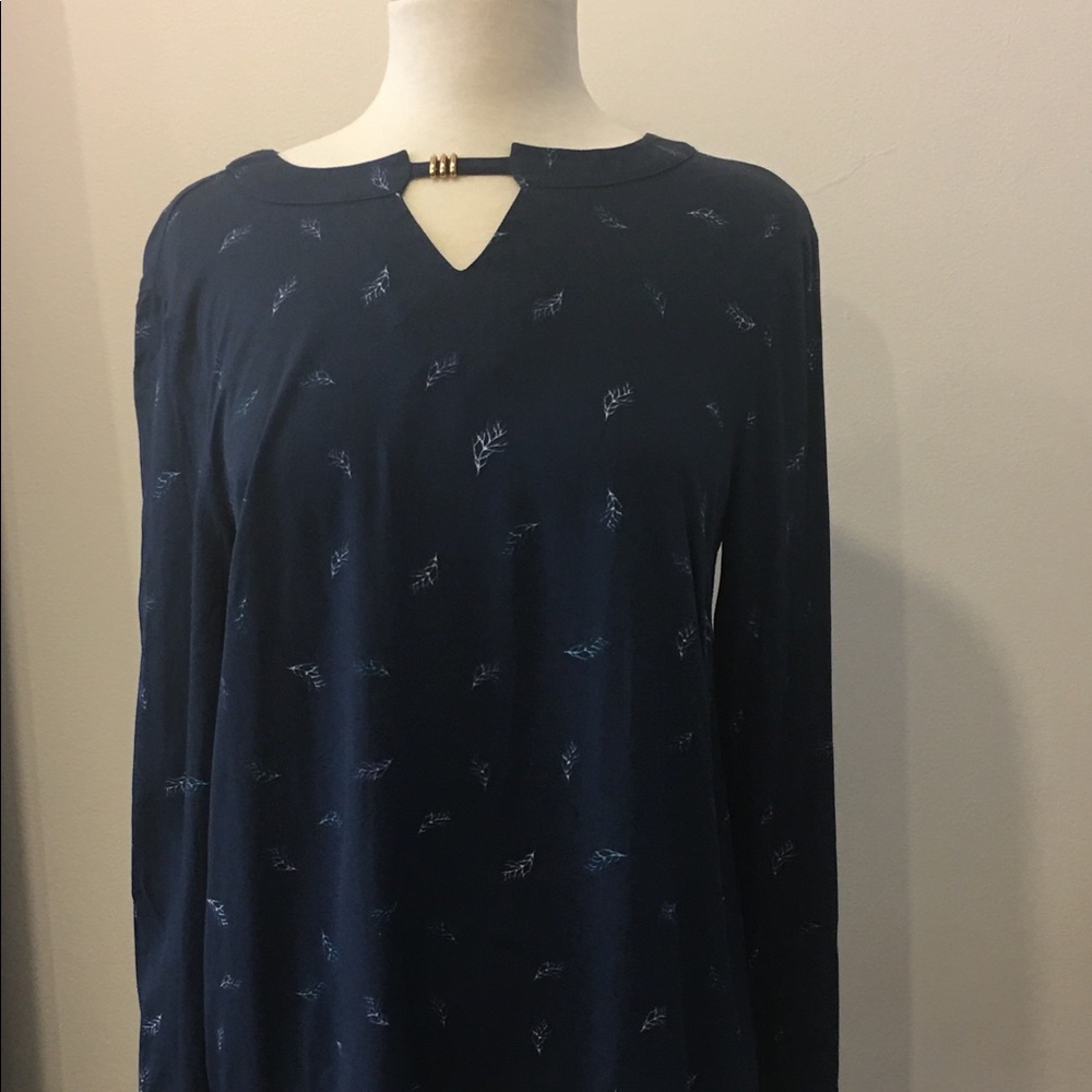 Long sleeve dress shirt, navy with pattern